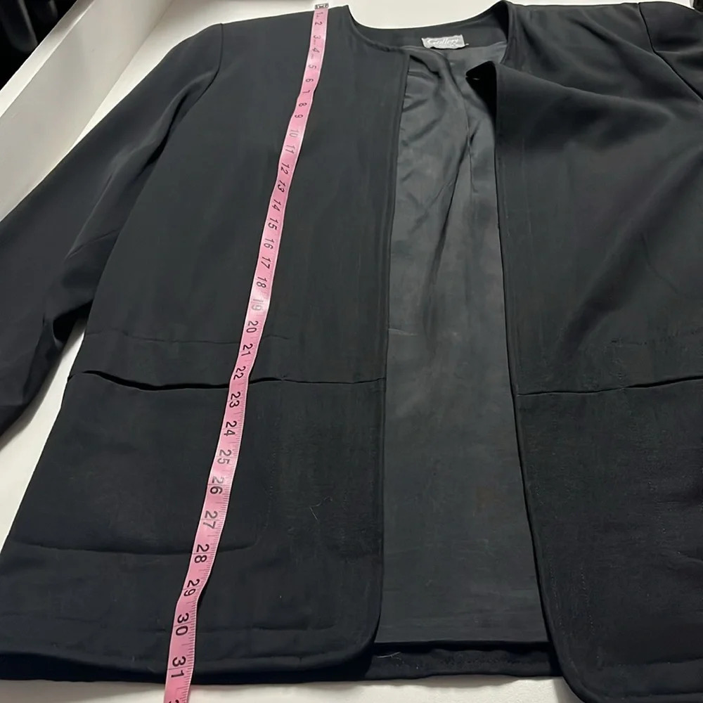 Vintage blazer size 12 black blazer shoulder‎ pads pockets open front lined fall - Picture 4 of 6